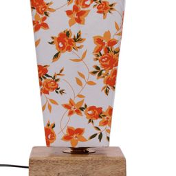 Devansh Cream-Coloured & Orange Printed Contemporary Table Lamp with Shade image 2