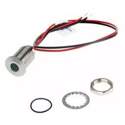 RS PRO Green Panel Mount Indicator 21.6-26.4V DC, Mounting Hole Size 10 mm, Termination Type Lead Wires, IP Rating IP67, Model No 1393354-17