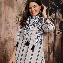 Sangria Striped Pure Cotton Kurta With Palazzos & Dupatta-picture-15