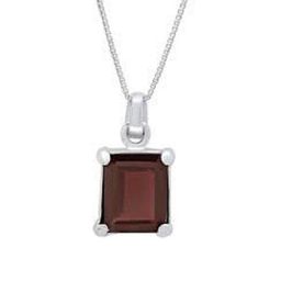 GenZcomplex Unisex Silver-Plated Garnet Stones Studded Oval Shaped Pendant-22