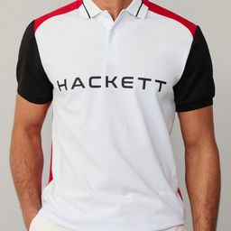 HACKETT LONDON Men Typography Polo Collar Applique T-shirt-image-66