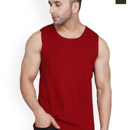 SLOWLORIS Pack Of 2 Round Neck Sleeveless Bio-Wash Cotton Gym Vests-picture-28
