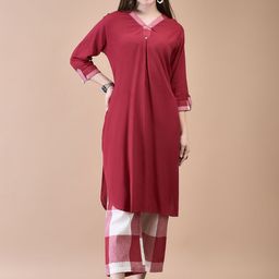 Shree V-Neck Thread Work Pleated A-Line Kurta with Trousers-picture-18
