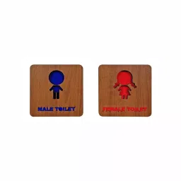 Sunsigns 4x4 Inch Brown Engineered Wood, Polycarbonate Male and Female Toilet Signage Board-image-53