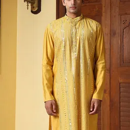 PATR Men Embroidered Mirror Work Kurta-19