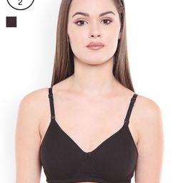 Bodycare Pack of 2 Black Solid Non-Wired Lightly Padded Everyday Bras E6588BB-25