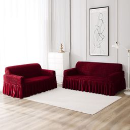 HOKIPO Red Polyester 1 Piece Sofa Cover-97