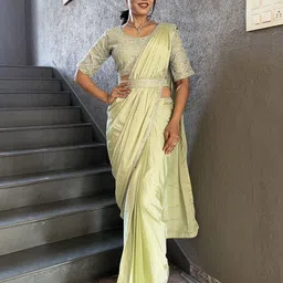Pionex Embroidered Silk Blend Ready to Wear Saree-picture-23