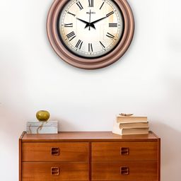 OLIVE TREE Brown & White Wooden Round Analogue Wall Clock-picture-46