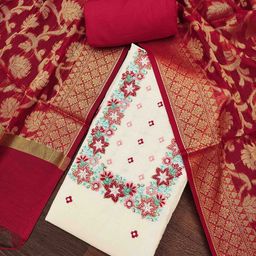 KIMISHA Women Embroidered Unstitched Dress Material-image-92