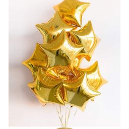 JOHRA (Pack of 10) 18 Inch Golden Star Shaped foil Balloon With Ribbon / Star shape balloons for decoration birthday balloons for decoration - Golden-image-18
