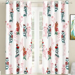 SEJ by Nisha Gupta Set of 2 Floral Eyelet Window Curtains - White-53