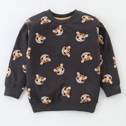 Pink Rabbit Cotton Looper Full Sleeves T-Shirt Tiger Print- Black-image-40