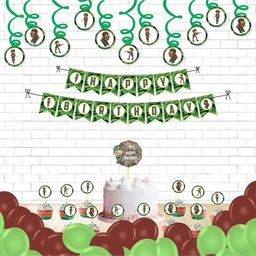 Untumble Army Theme Birthday Decoaration Swirls & Cup Cake Toppers Kit Pack of 64- Multicolor-image-55