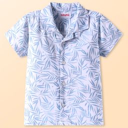 Babyhug Cotton Viscose Woven Half Sleeves Shirt with Leaf Print - White-image-31
