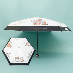 Kids Umbrella with Cat Print - White & Black-8