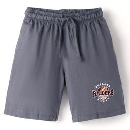 CUCUMBER Sinker Knit Above Knee Length Shorts with Text Print - Grey-image-59