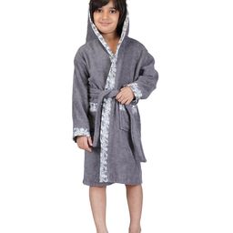 Rangoli Bamboo Full Sleeves Floral Printed Ultra Soft Bath Robe With Attached Adjustable Belt - Dark Grey-image-69