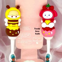 Comercio Cute Honey Bee & Doll Soft Tooth Brush - Pink & Yellow-image-90