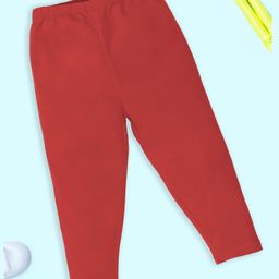 Kiddopanti Cotton Lycra Solid Capris - Red-image-14