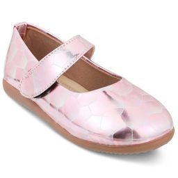 SHOES FOR JUNIORS Snake Scale Designed Mary Jane Ballerinas With Velcro Closure - Pink-image-83