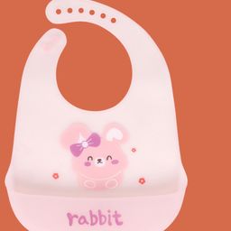 JOY BUZZ Joy Buzz Waterproof Silicone Bibs For Baby With Crumb Catcher Pocket With 6 Point Adjustable Closure - Pink-picture-18