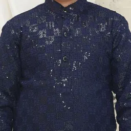 Aj DEZInES Boys Embroidered Regular Sequinned Kurta with Pyjamas image 4