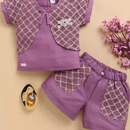 I LOVE MOM Girls Purple Clothing Set-image-99