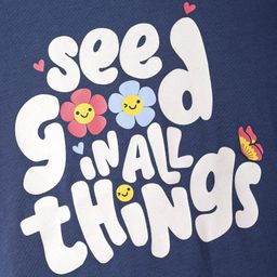 Lazy Bones Sinker Knit Half Sleeves Collar T-Shirt with Sea Life & Text Print - Teal Blue image 3