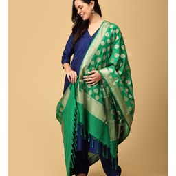 The Mom Store Silk Three Fourth Sleeves Solid Maternity Kurta With Nursing Access & Salwar With Foil Printed Dupatta Set - Blue image 4