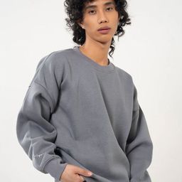 Peach Men Self Design Round Neck Pullover Sweatshirt-picture-9