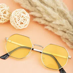 Provogue Unisex Square Sunglasses With UV Protected Lens PRG-RD321-C015-Yellow-0