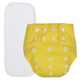 Chinmay Kids Cloth Diaper Adjustable Reusable Washable Printed Button Diaper With Insert - Yellow image 4