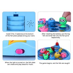 NEGOCIO Fishing Game Toy Set for Kids with Multilayer Rotating Pond, 26 Fishes, 4 Fishing Poles, Dynamic Light and Music Safe and Durable- PACK OF 1- COLOR MAY VARY image 4