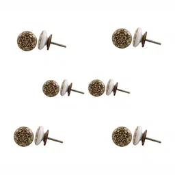 Indianshelf 6-Pcs White & Yellow Printed Ceramic Knobs-image-88
