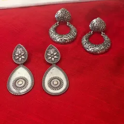 Niska Silver Jhumka Lite Earrings (Pack of 2)-picture-15