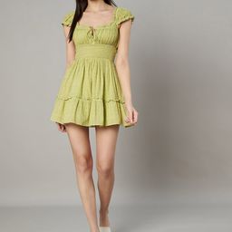 Amagyaa Puff Sleeve Fit & Flare Mini Dress-54