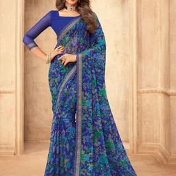 DIVASTRI Floral Zari Pure Chiffon Saree-picture-5