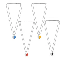 MEMOIR Unisex Set of 4 Silver-Plated Pendants with Chains-picture-47