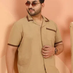 Instafab Plus Men Plus Size Comfort Fit Solid Cuban Collar Cotton Casual Shirt-picture-11
