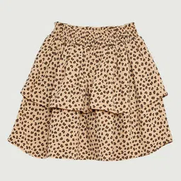 KIABI Leopard Printed Tired Knee length Skirt-image-61