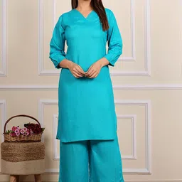 HEBA V-Neck Straight Kurta With Palazzo-image-27
