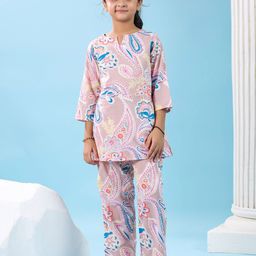 SANSKRUTIHOMES Girls Ethnic Motifs Printed Pure Cotton Night suit-picture-34