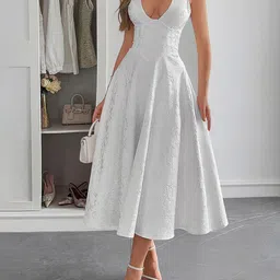 JC Mode Self Design Halter Neck Fit & Flare Midi Dress-picture-40