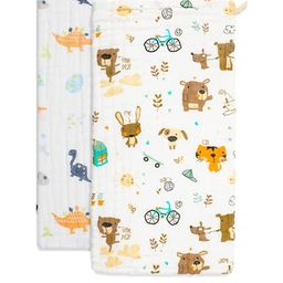 Teri Beri Kids White Pack of 2 Printed Baby Muslin Burp Cloths-picture-44