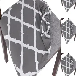 HOUSE OF QUIRK Set Of 4 Grey Printed Chair Seat Cover-image-71