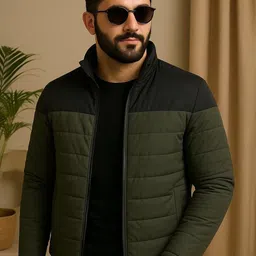 RENUOVO Men Mock Collar Colourblocked Padded Jacket-picture-38