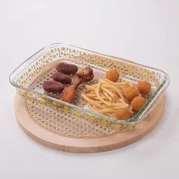 Kuber Industries Transparent Printed Glass Baking Tray image 3