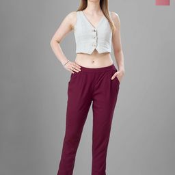 T19 Women Pack of 2 Relaxed Straight Fit Mid-Rise Formal Trousers-image-114