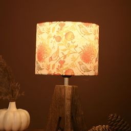 green girgit Brown Printed Wood Cylindrical Shaped Table Lamp-image-38